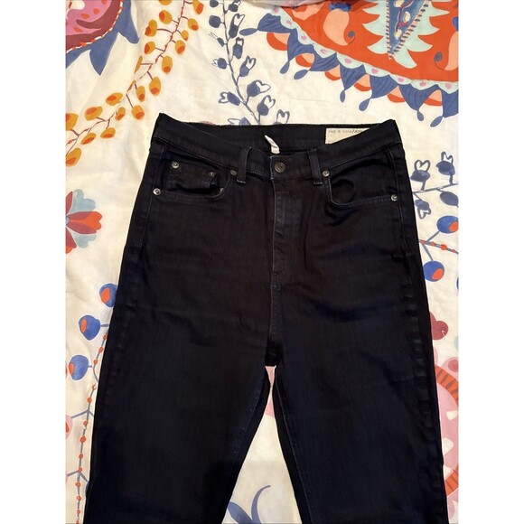 Rag & Bone Justine Skinny Black Denim High Rise  Stretch Jeans USA | Women's 29 - Picture 2 of 11